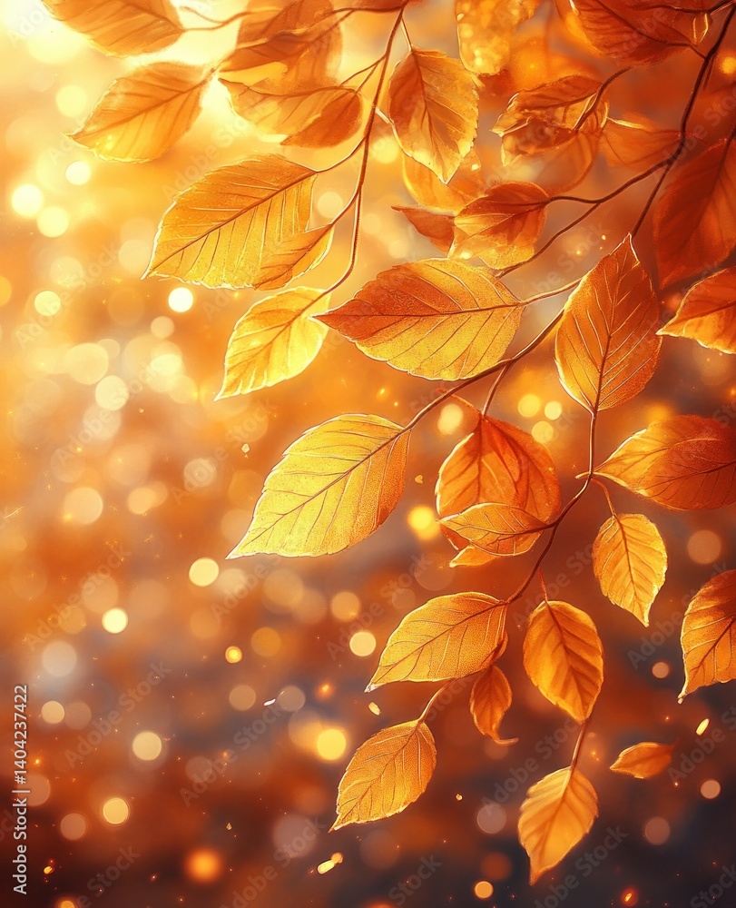Autumn Leaves on Rustic Wooden Table with Warm Light and Bokeh Background Autumn Leaves on Rustic Wooden Table with Warm Light and Bokeh Background