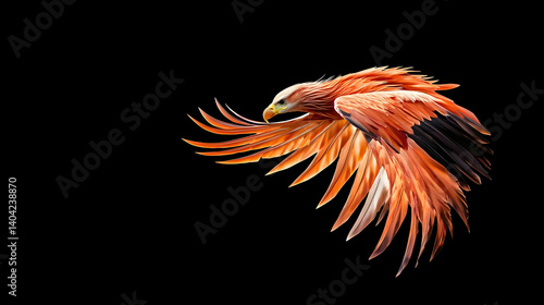 Obraz na płótnie Fierce Eagle Soaring Against Black Background w salonie