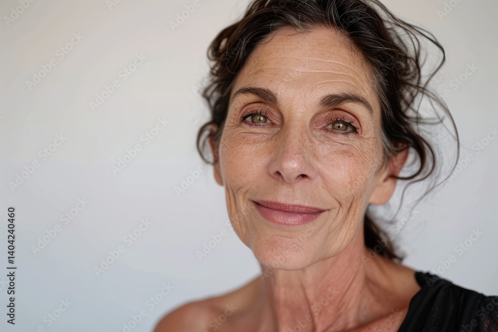 Portrait of a middle-aged woman smiling at the camera. Portrait of a middle-aged woman smiling at the camera.