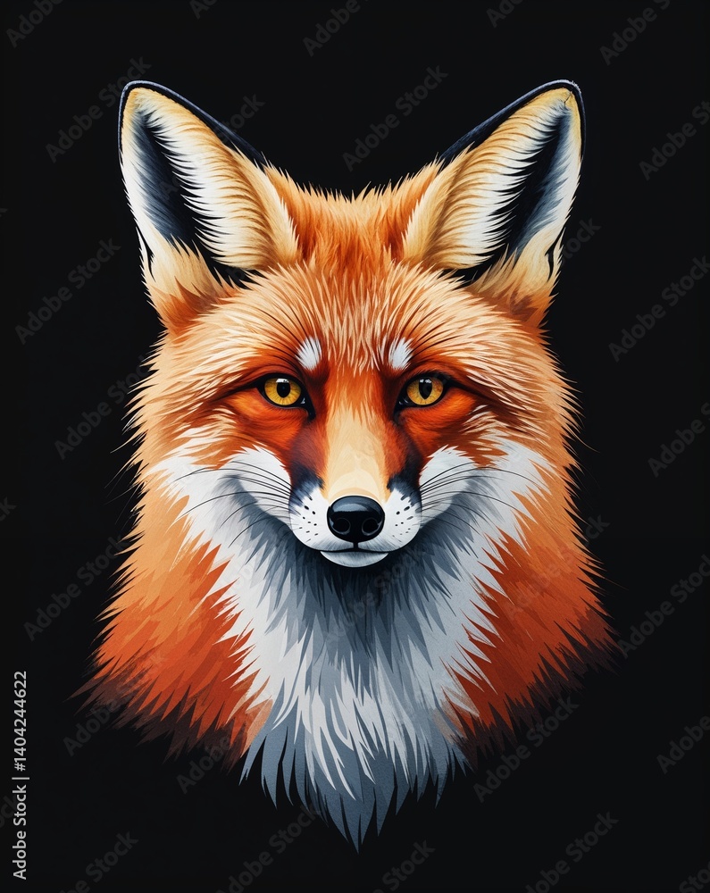 Obraz premium Fox portrait view on plain black background