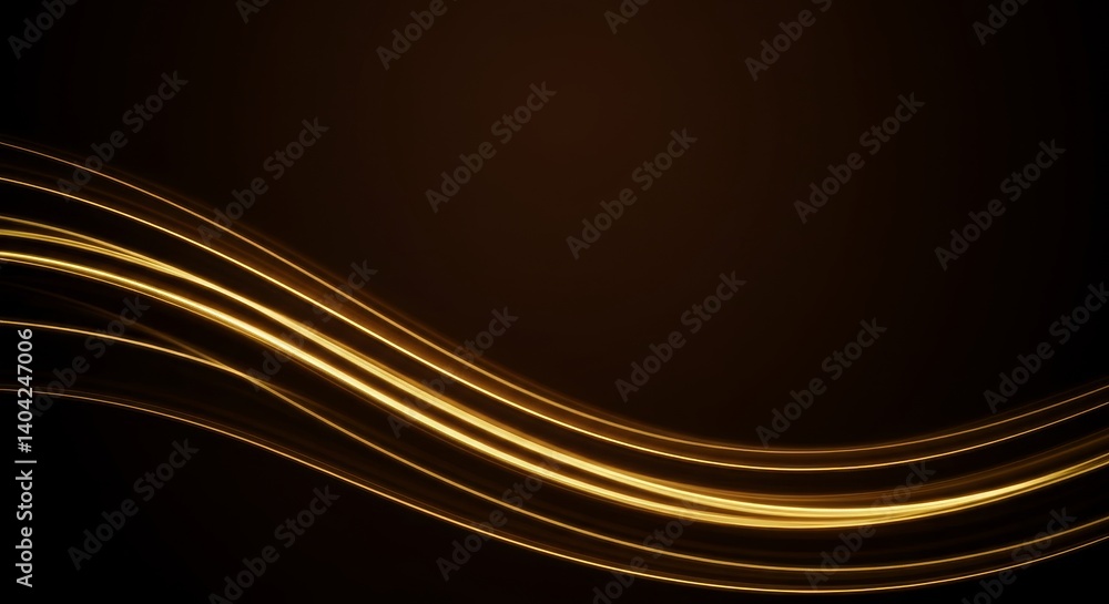 Abstract golden light waves on a dark background illustration Abstract golden light waves on a dark background illustration
