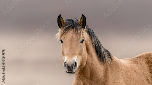Obraz na płótnie Portrait of a Tan Wild Horse with Dark Mane w salonie