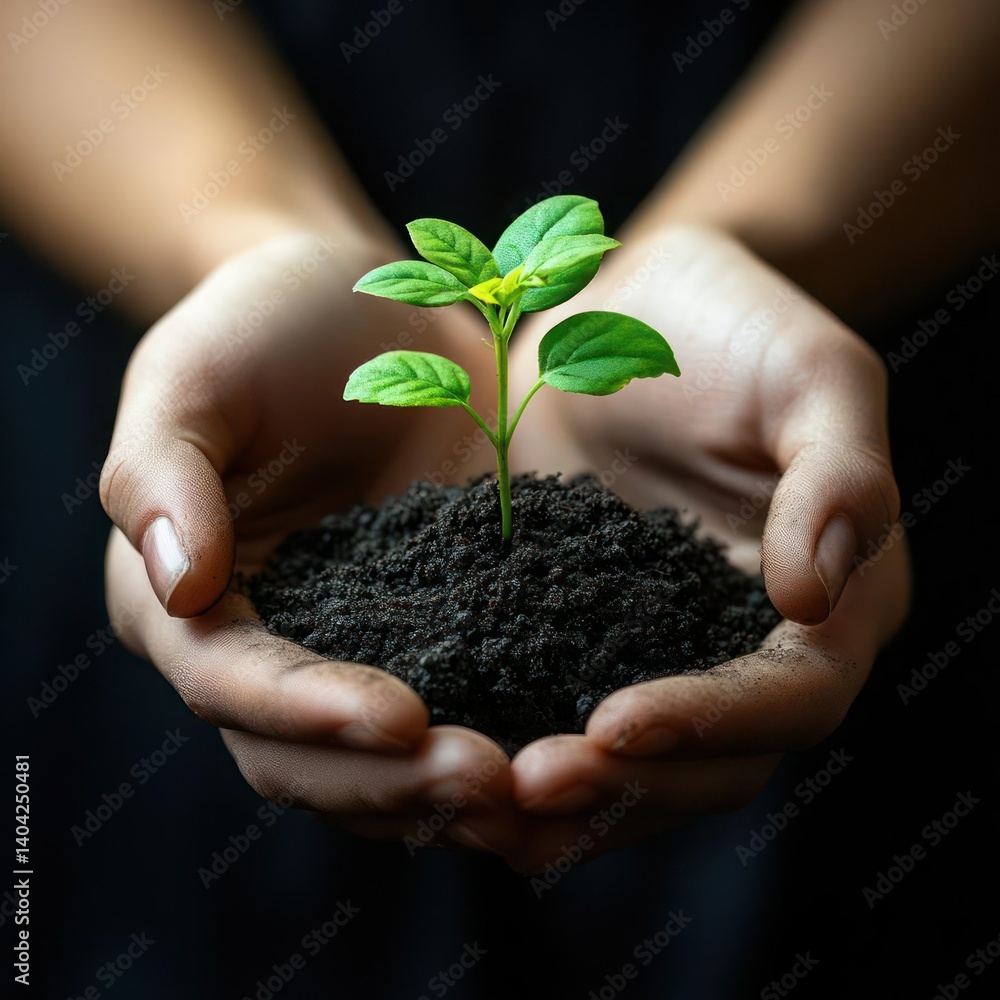 Tender sprout held in cupped hands (1) Tender sprout held in cupped hands (1)