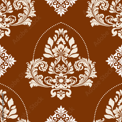 Floral  damask  abstract border pattern Design for boho harem yoga pants ,silk saree ,sarong.