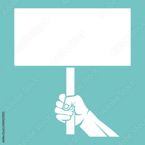 hand holds blank placard protest sign vector banner