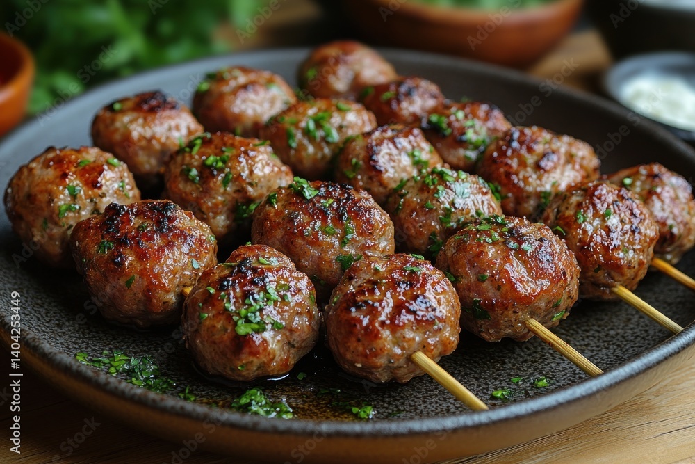 Savory Meatballs with Spicy Mustard Skewers for Picnics Savory Meatballs with Spicy Mustard Skewers for Picnics