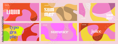 Summer Liquid Typography Designs Colorful Abstract Juice Posters