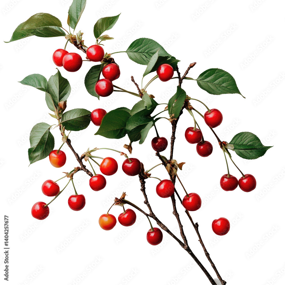 Bright Red Cherries on transparent background Bright Red Cherries on transparent background
