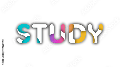 word study with colorful typography design isolated on white background _ text study font