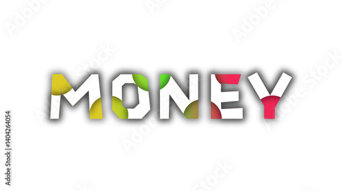 word money colorful typography isolated on white background _ word money font 