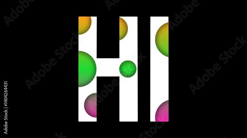 word hi colorful typography isolated on black background 