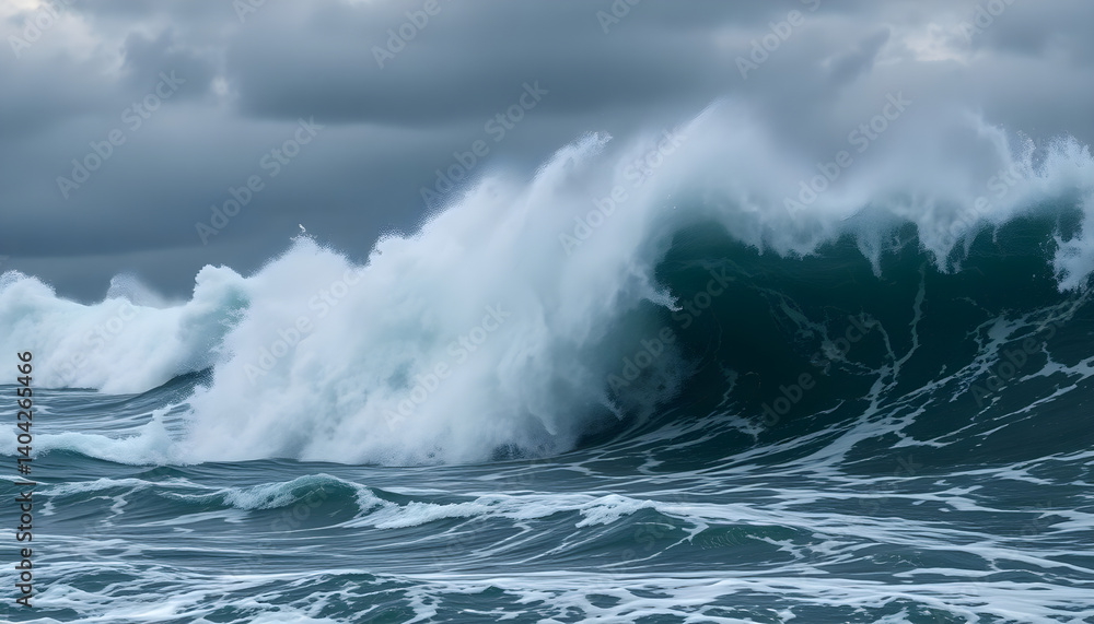 large wave crashing into the ocean on a cloudy day large wave crashing into the ocean on a cloudy day