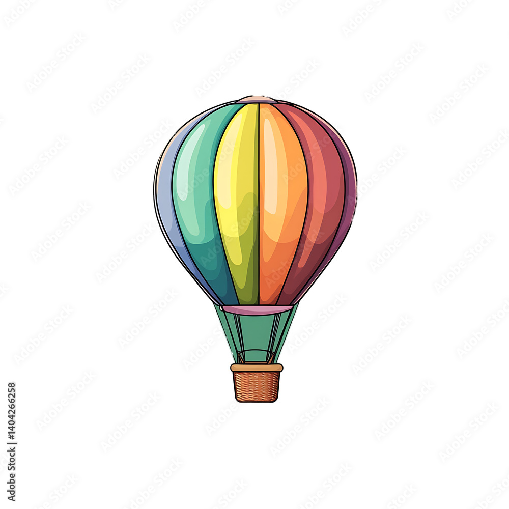 Fototapeta premium Hot air balloon with rainbow