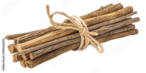 Miswak Sticks Bundle: A tightly bound bundle of natural Miswak sticks, ready for use.  These traditional oral hygiene tools offer a natural and sustainable way to care for your teeth.