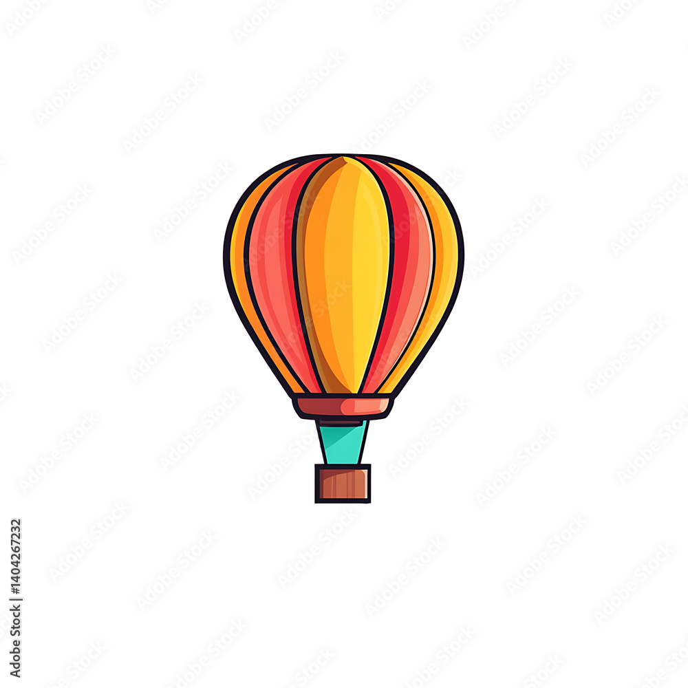 Fototapeta premium Hot air balloon floating, simple icon design