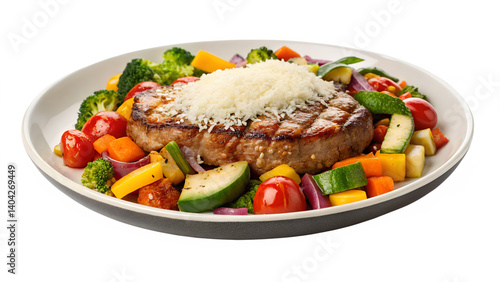 Beef with Vegetables and Cheese. 