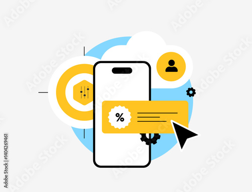 Personalized marketing using customer behavior, segmentation and data-driven offers for targeted promotion and better engagement. Personalized marketing vector illustration and icons
