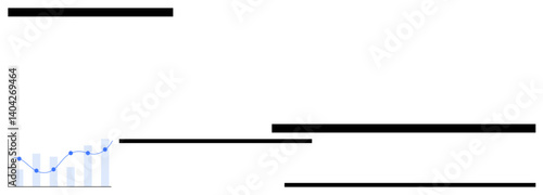 Bar chart displaying comparative data with an ascending line graph showing patterns, trends, or progress. Ideal for analytics, business metrics, research, education, presentations, strategy flat