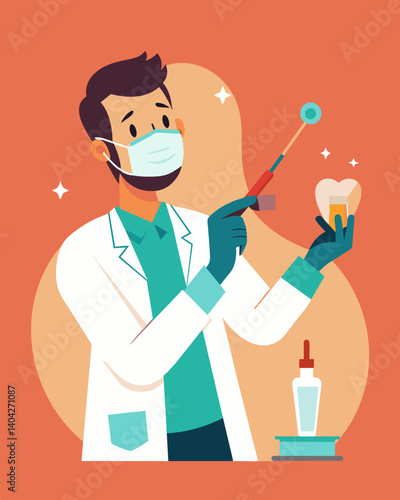 A dentist performing a dental procedure their job recessionproof as dental care is essential for overall health regardless of economic conditions.. Vector illustration