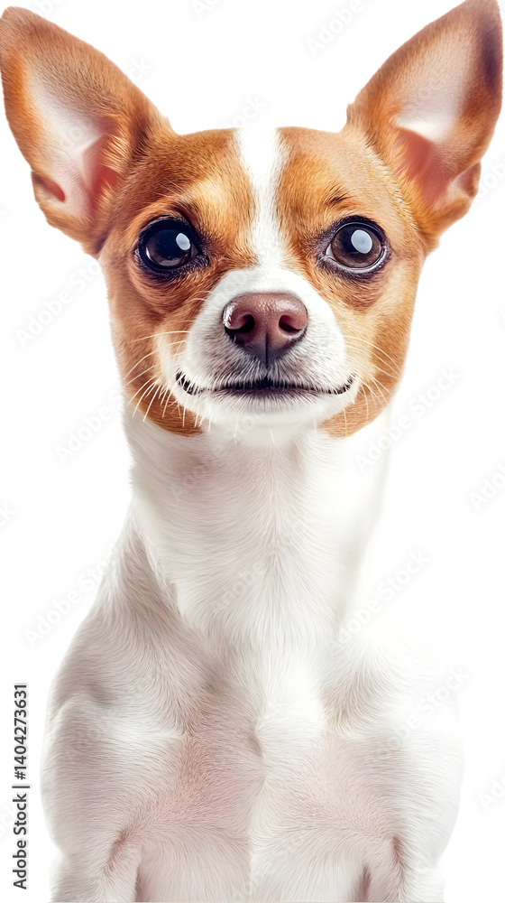 Isolated Portrait Of A Happy Dog With Brown And White Fur In Studio Photo Isolated Portrait Of A Happy Dog With Brown And White Fur In Studio Photo