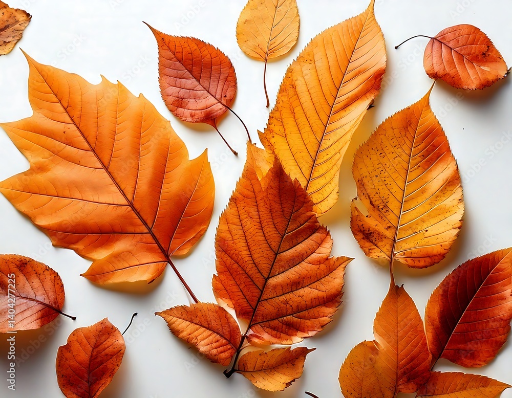 Obraz premium autumn leaves, realistic photo, white background
