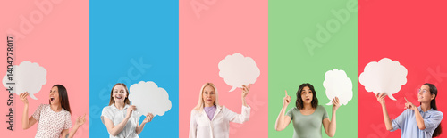 Set of women with blank spe...