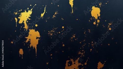 Obraz na płótnie a close up of a black and gold paint splattered wall w salonie