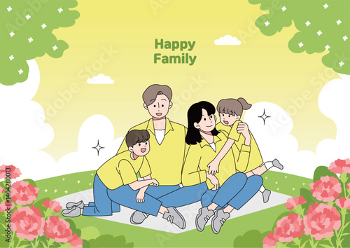 행복한 가족 일러스트