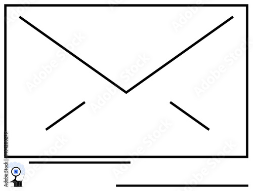Simple envelope outline conveying contact and message delivery. Ideal for email, correspondence, networking, communication, connection, business, or teamwork. Flat simple metaphor