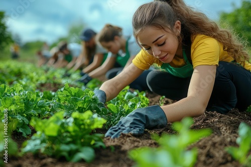 Wallpaper Mural Community garden volunteers tending to young plants Torontodigital.ca