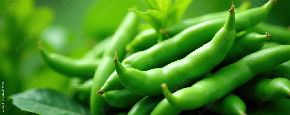 Fresh green beans, vibrant green hues, close-up detail, ingredient, food Fresh green beans, vibrant green hues, close-up detail, ingredient, food