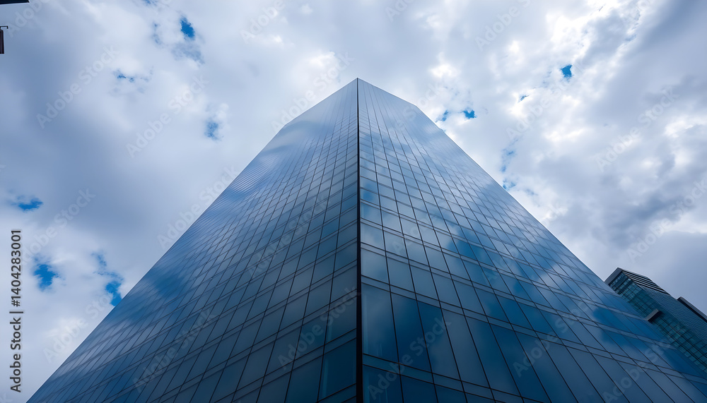 very tall glass building with a cloudy sky in the background very tall glass building with a cloudy sky in the background