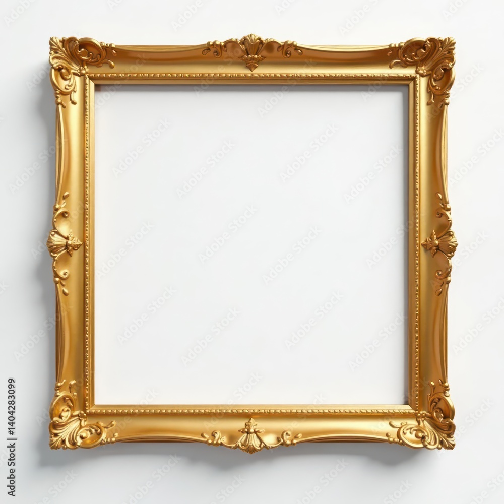 Elegant gold square frame, pristine white backdrop , simple frame, geometric, luxury Elegant gold square frame, pristine white backdrop , simple frame, geometric, luxury