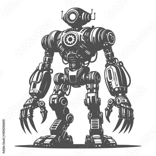 Vintage Humanoid Robot Illustration