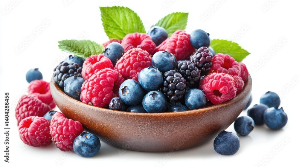 Berries and oats bowl isolated with white background Berries and oats bowl isolated with white background