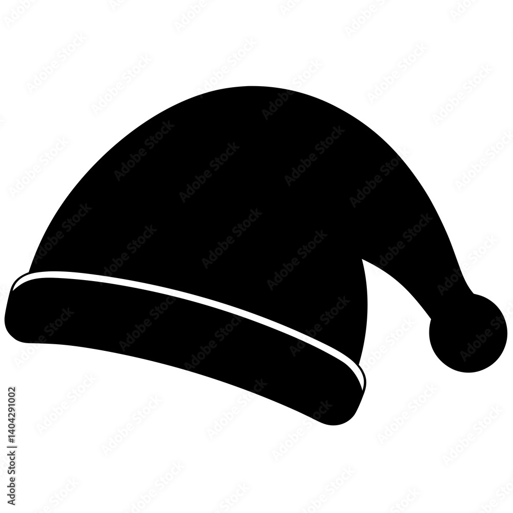 Santa Claus hat in black outline silhouette vector isolated on white background Santa Claus hat in black outline silhouette vector isolated on white background