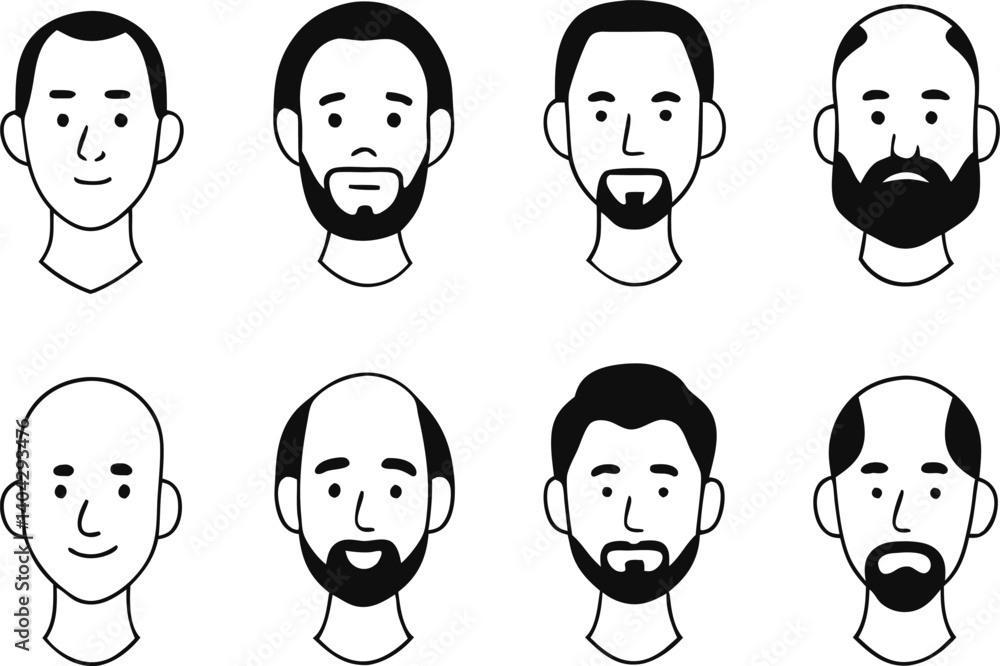 Fototapeta premium set of funny cartoon faces