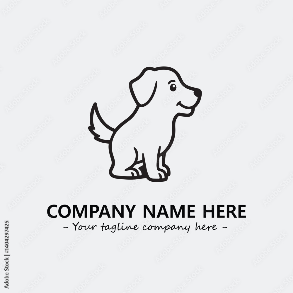 Dog illustration black and white for logo company vector image
