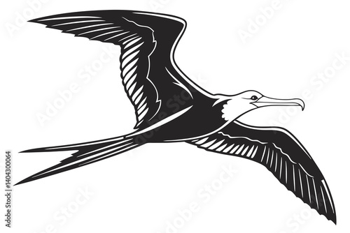 Majestic great Frigate bird, a wild bird with impressive wings and beak, flies gracefully in nature