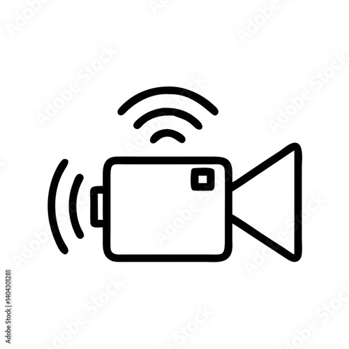 Camera icon with signal waves - video broadcast and image transmission symbol