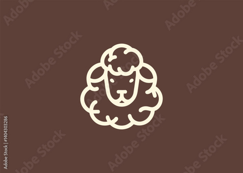 Minimalist sheep line logo with soft and simple form