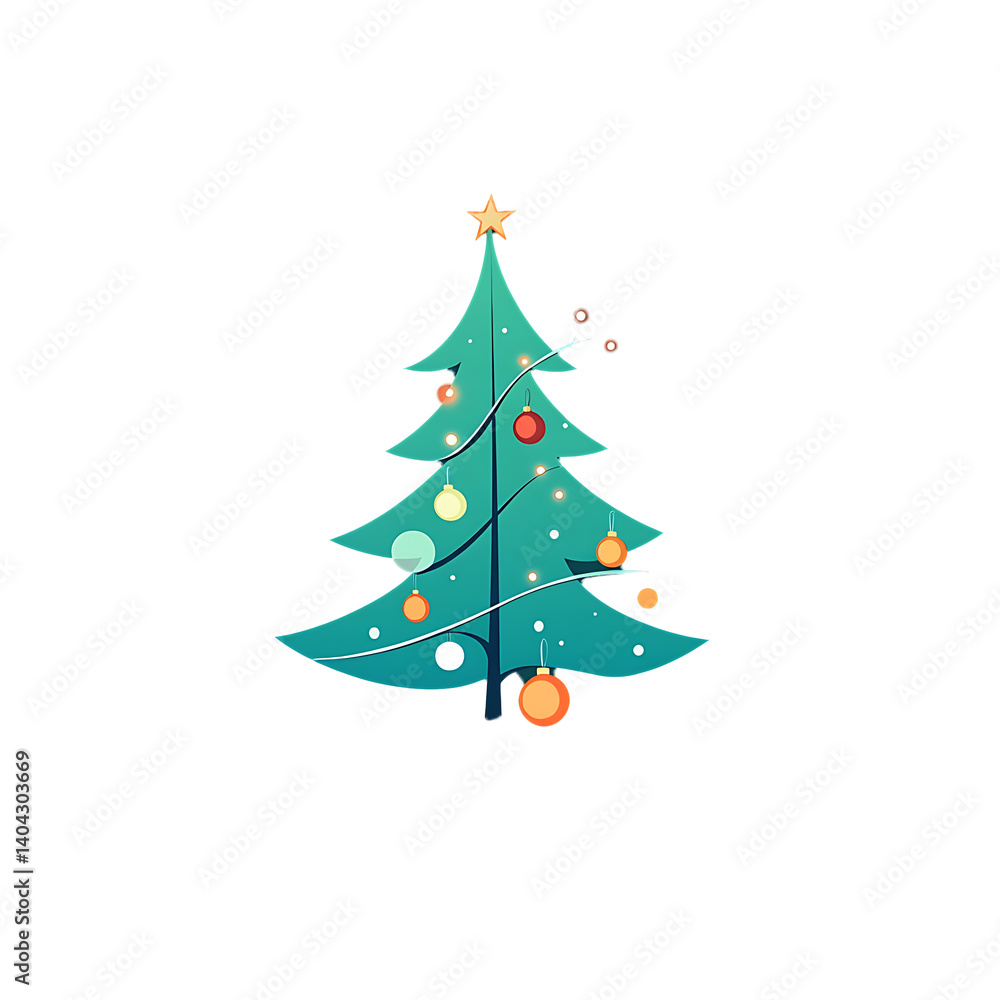 Christmas tree decorated with glowing ornaments Christmas tree decorated with glowing ornaments