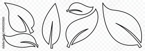 Leaf simple line icons set. Collection, design for natural, eco, bio, and vegan labels. Leaves thin line icon. Vector illustration.