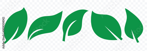 Set of green leaf icons. nature element, green leafs, environment and nature eco sign. Leaves of trees and plants. Environment and Nature Symbol. Elements for eco and bio logos. Vector illustration.