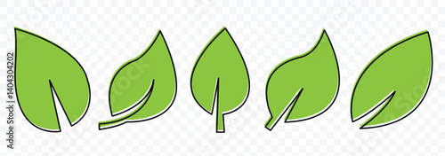 Leaf icons set ecology nature element. Green leafs icons collection. Elements design for natural, eco, bio, vegan labels. Vector illustration. 