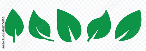 Set of green leaf icons. nature element, green leafs, environment and nature eco sign. Leaves of trees and plants. Environment and Nature Symbol. Elements for eco and bio logos. Vector illustration.
