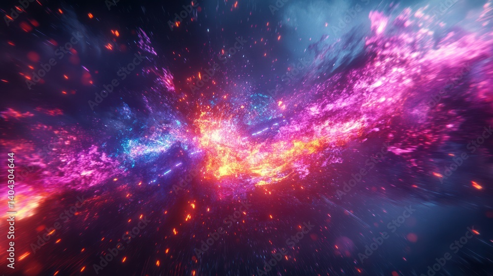 Abstract cosmic nebula background with sparkling particles and vibrant color Abstract cosmic nebula background with sparkling particles and vibrant color