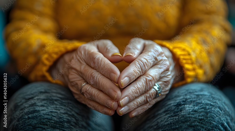 Fototapeta premium Inclusive Parkinson’s support group in indoor setting, with people holding hands and sharing hope, ideal for healthcare awareness and community well-being 