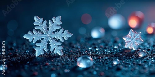 Intricate frostwork ice crystals on dark matte backdrop, abstract, decorative