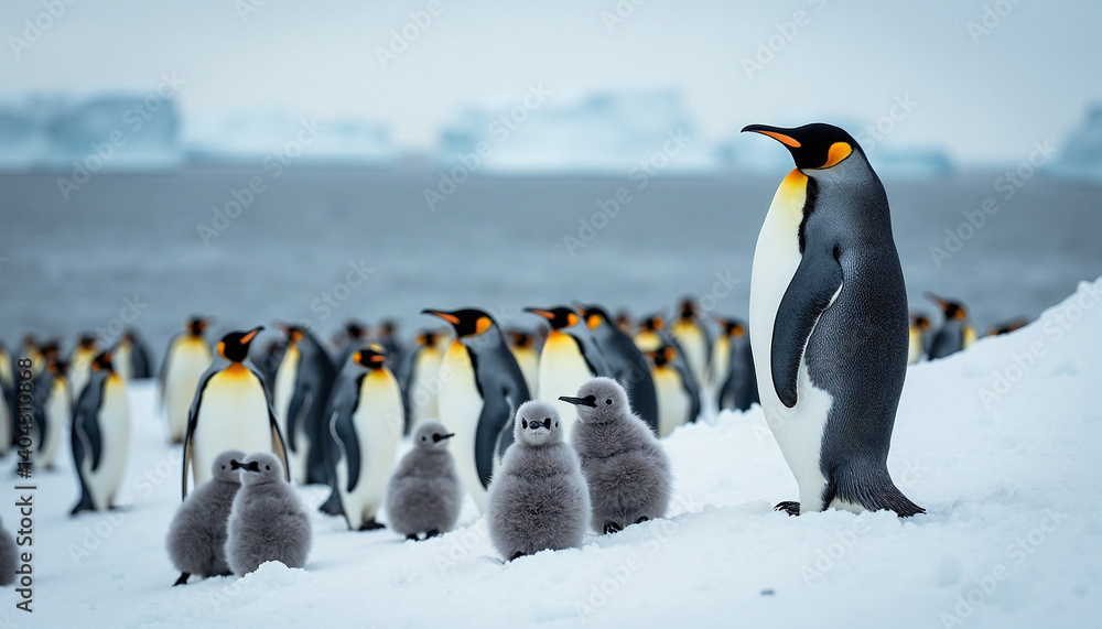 Obraz premium Adorable Penguin Colony in the Snow